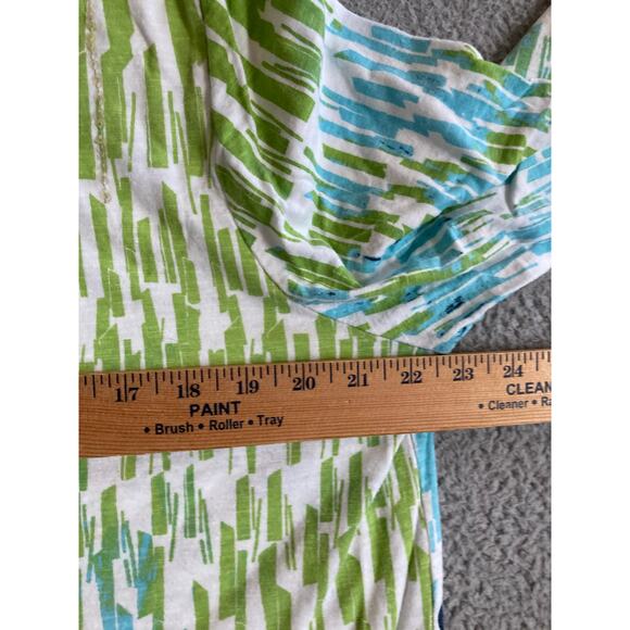 Weekends Chicos Top XL 3 Abstract Art Striped 3/4 Sleeve Green Beach Boho Shirt - Picture 11 of 16